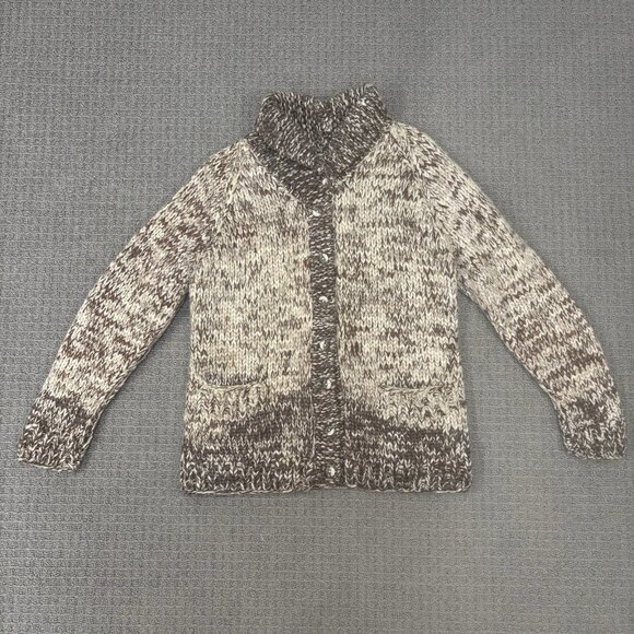 Vintage Handmade Sweater Medium Chunky Knit Button Up Collar Pocket Jumper Heavy - Picture 1 of 11